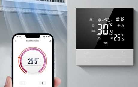 Smart thermostat system with phone app.