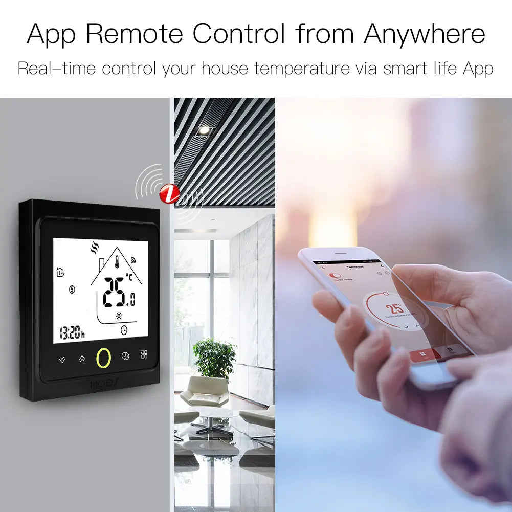Smart thermostat with remote control.