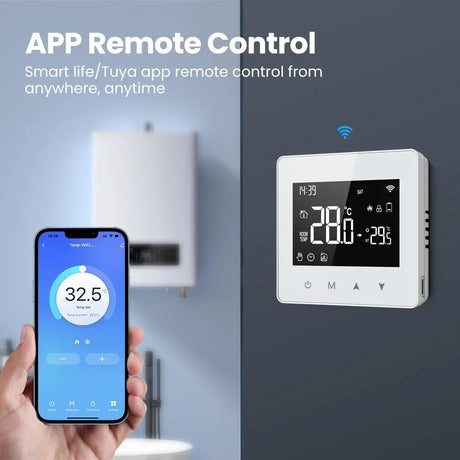 Smart thermostat with remote control.