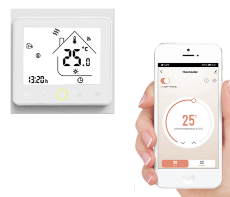 Smart thermostat and smartphone app.