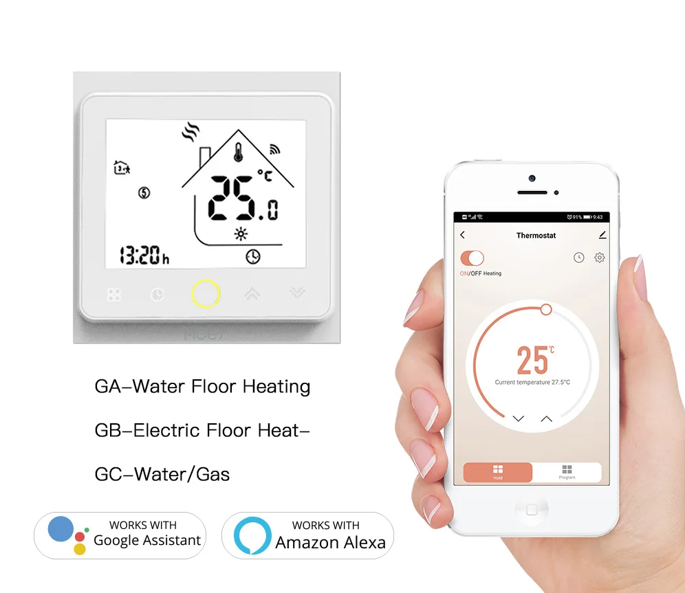 Smart thermostat and smartphone app.