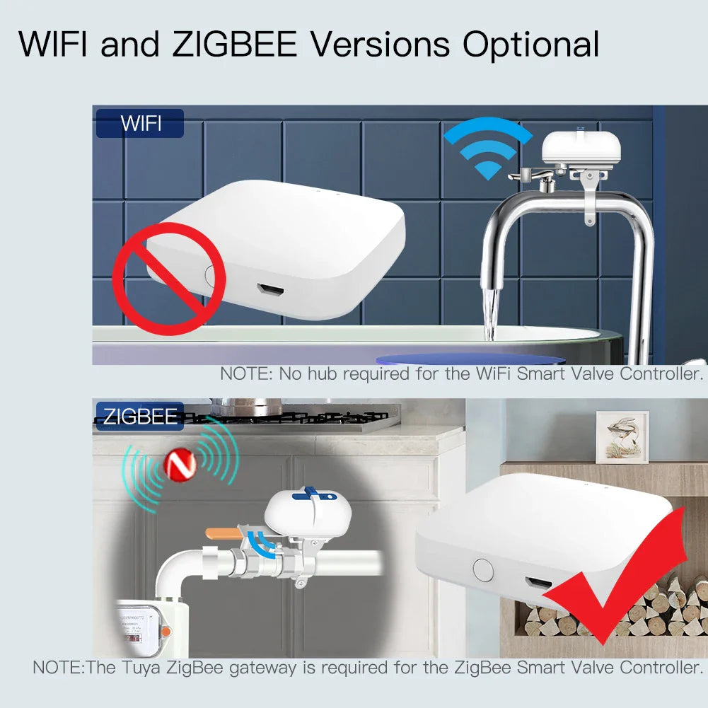 Smart valve controller with optional WiFi or Zigbee connectivity.