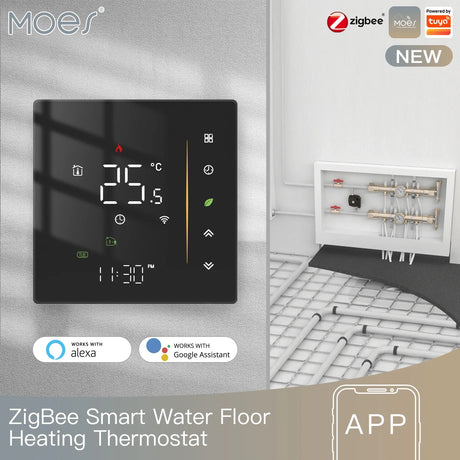 Smart water floor heating thermostat.
