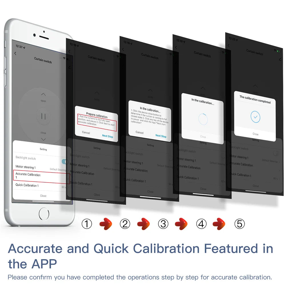 Smartphone app calibration process.