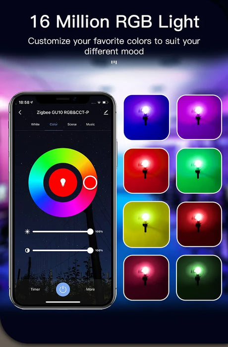 Smartphone app controlling RGB lights.