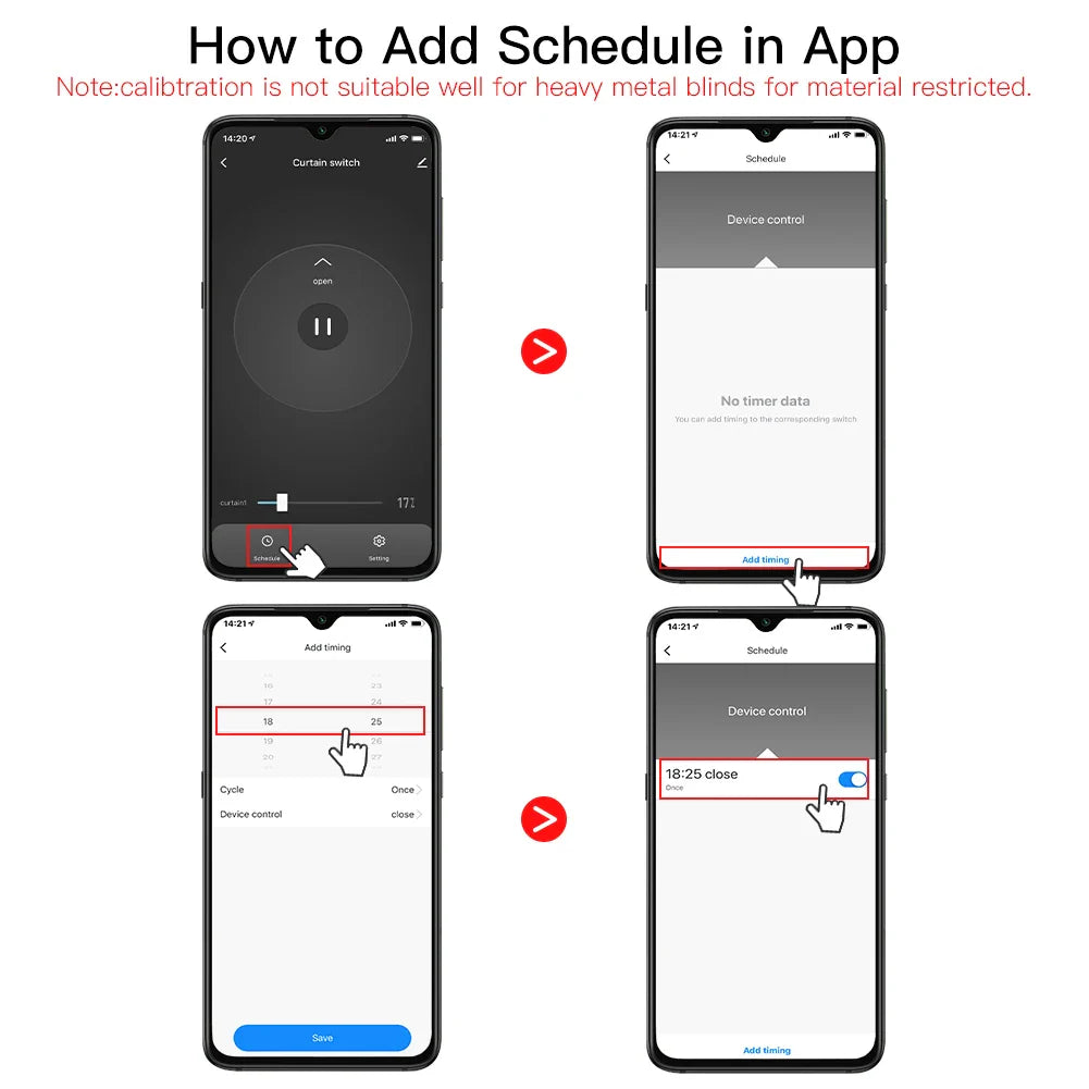 Smartphone app schedule setup guide.