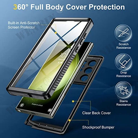 Smartphone case offering 360-degree full body protection with multiple protective features.