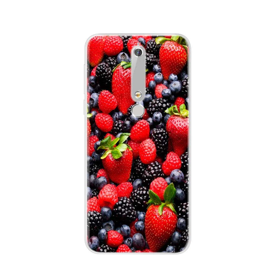 Smartphone case with berry pattern.