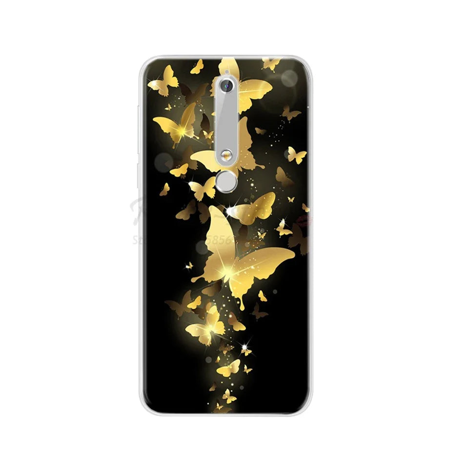 Smartphone case with golden butterflies.