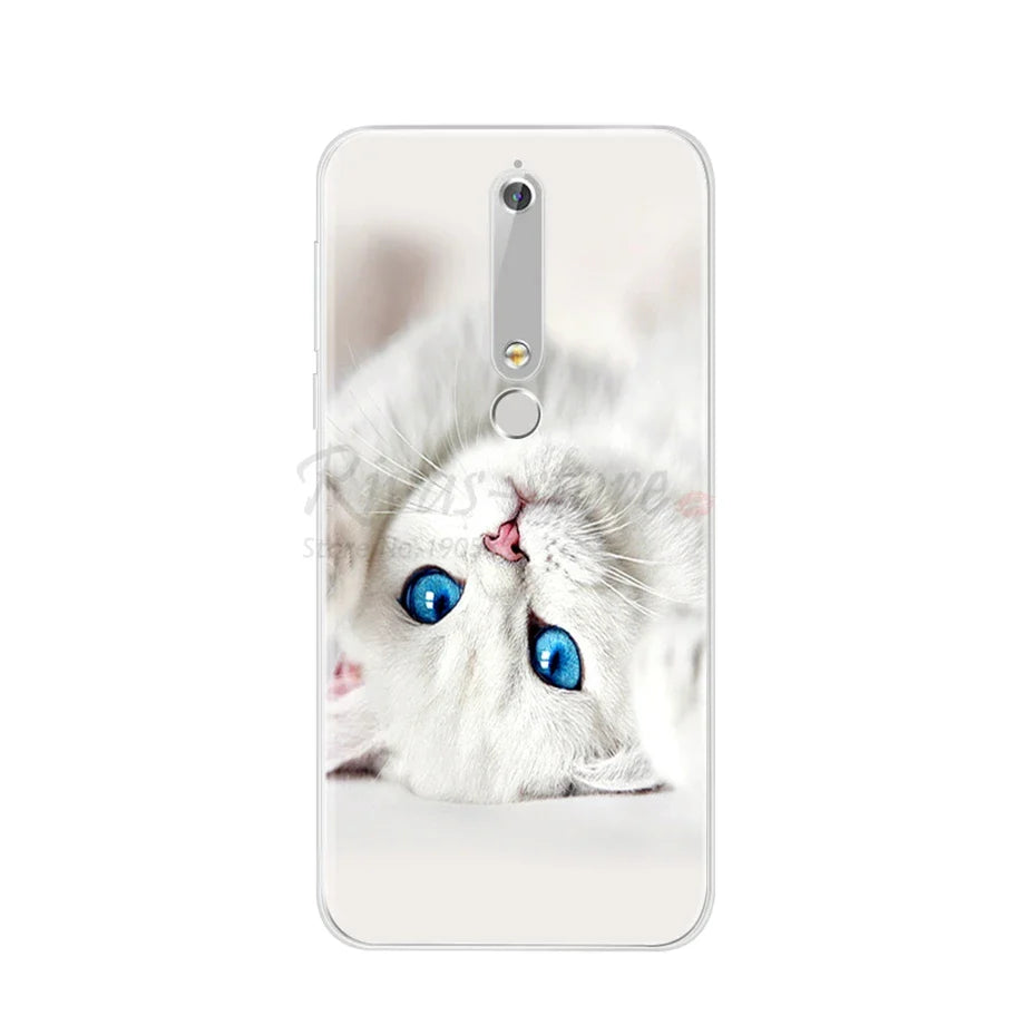 Smartphone case with a white cat.