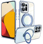 Smartphone with a clear protective case featuring a built-in magnetic ring for accessories.