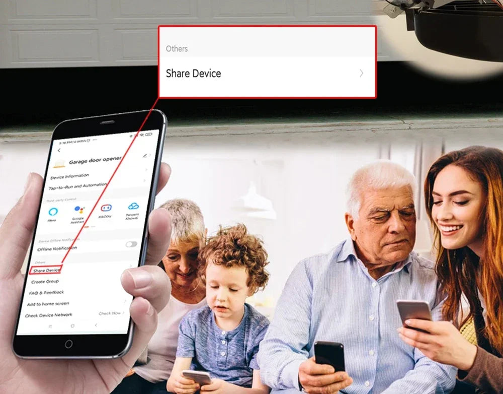 Smartphone displaying garage door opener app.