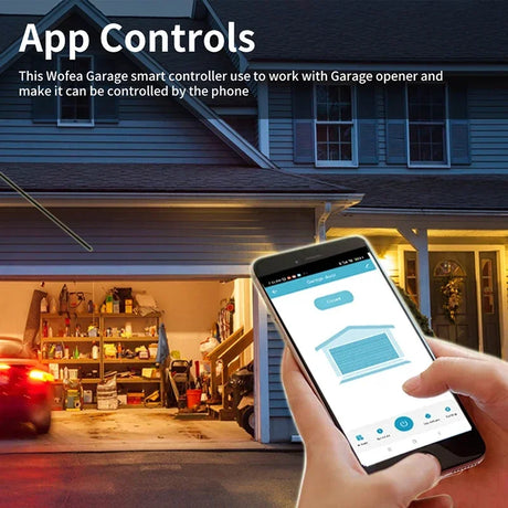 Smartphone controlling a garage door.