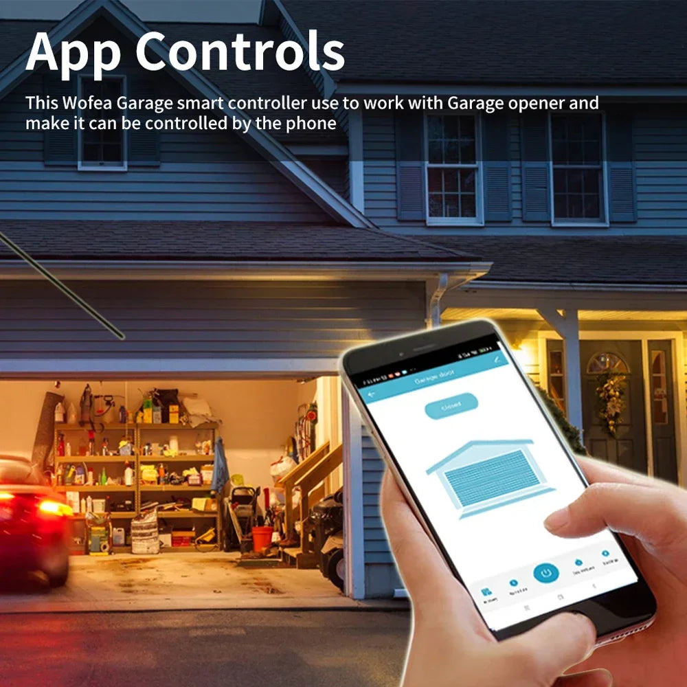 Smartphone controlling garage door.