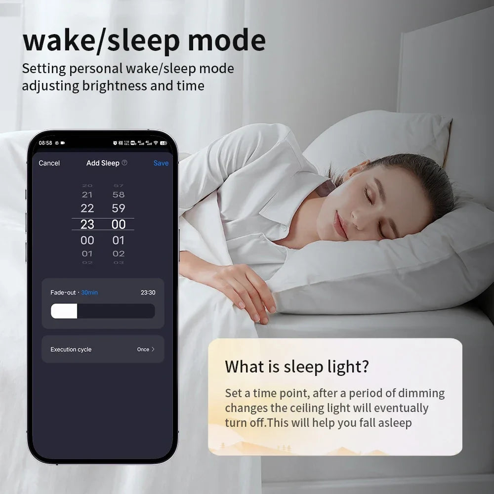 Smartphone displaying sleep mode settings.