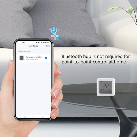Smartphone connecting to a temperature sensor.