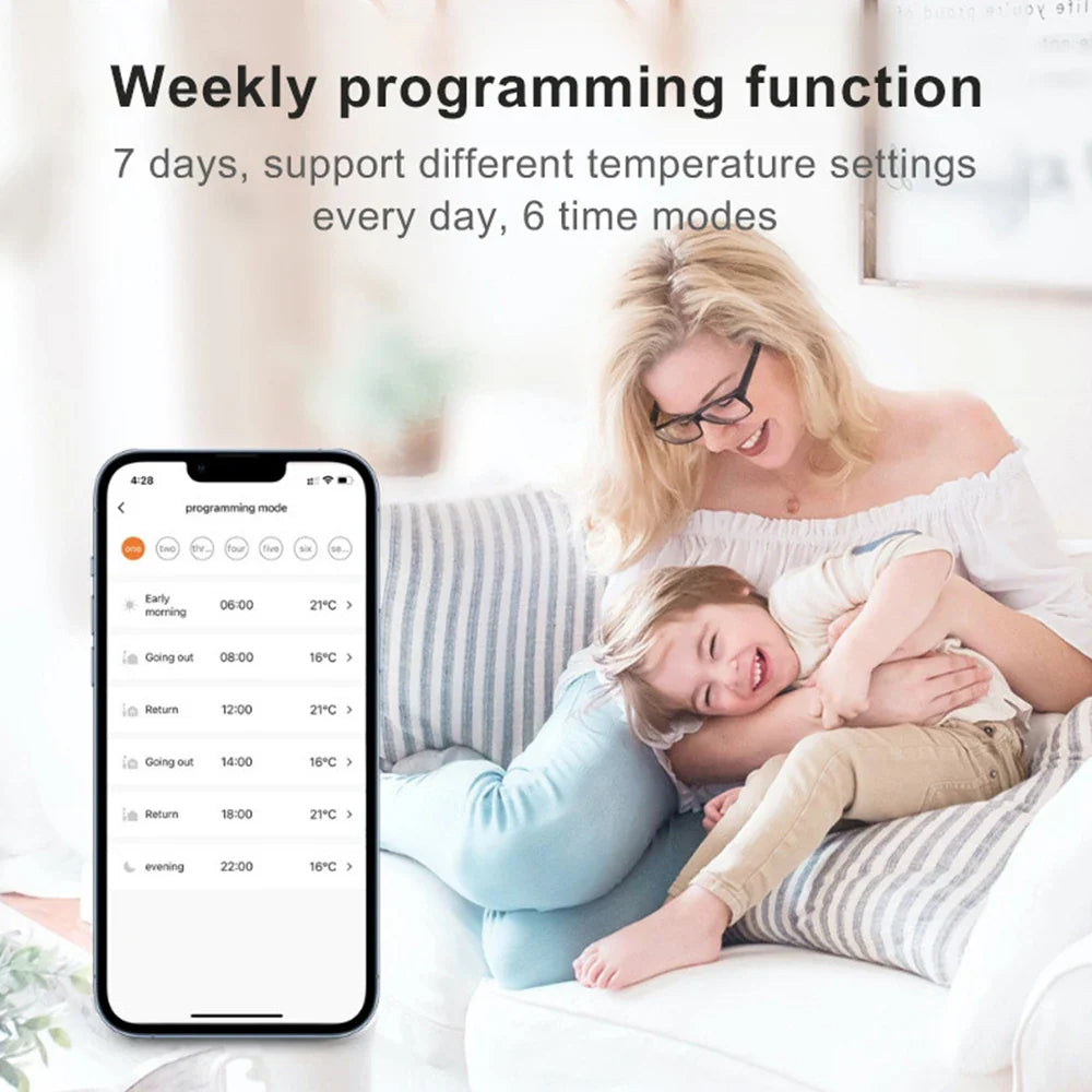 Smartphone displaying temperature programming.