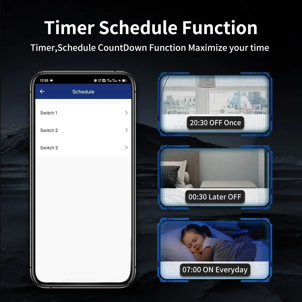 Smartphone displaying a timer schedule function.