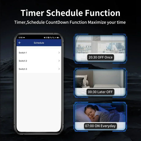 Smartphone displaying a timer schedule function.