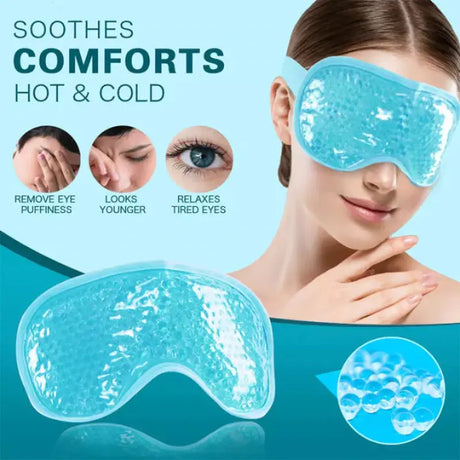 a woman with blue eye mask and eye patches