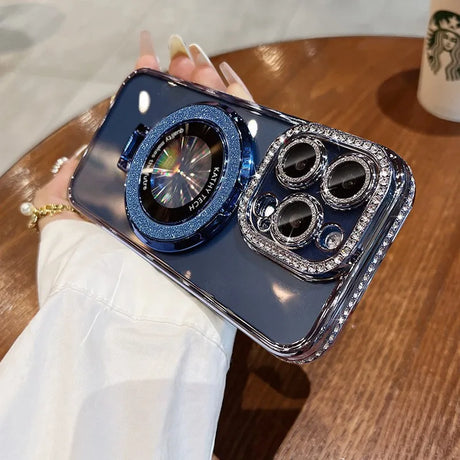 Sparkly blue phone case.
