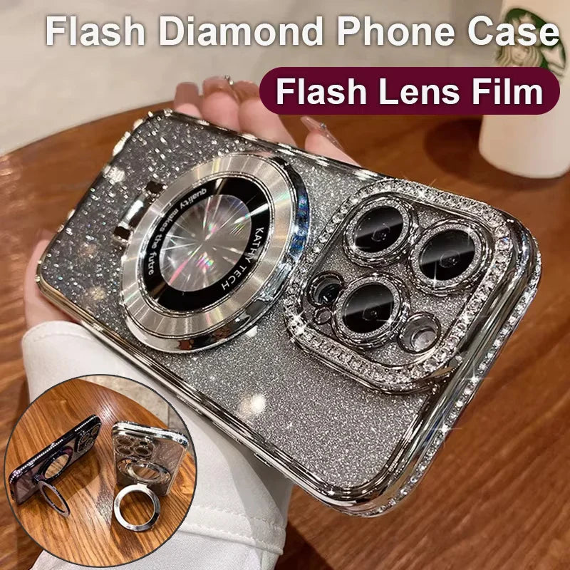 Sparkly diamond-studded phone case.