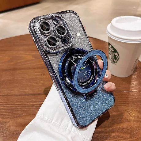 Sparkly jeweled phone case with ring stand.