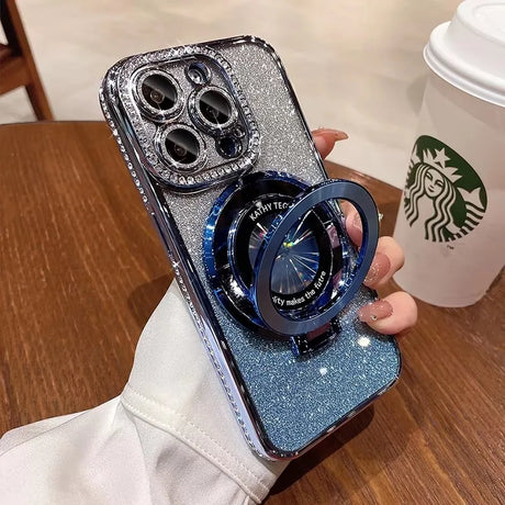 Sparkly, jeweled phone case with ring stand.