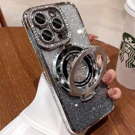 Sparkly, jeweled phone case with ring stand.