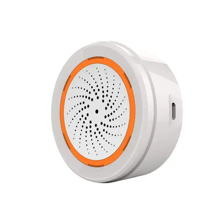 the speaker is a white and orange speaker