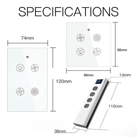 Specifications diagram of a smart home control system.