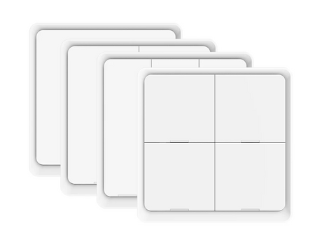 Stack of white smart light switches.