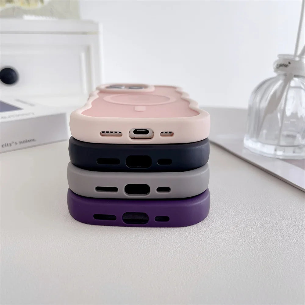 Stacked colorful phone cases.