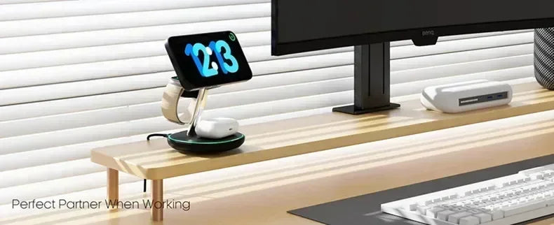 Charging stand with digital display.