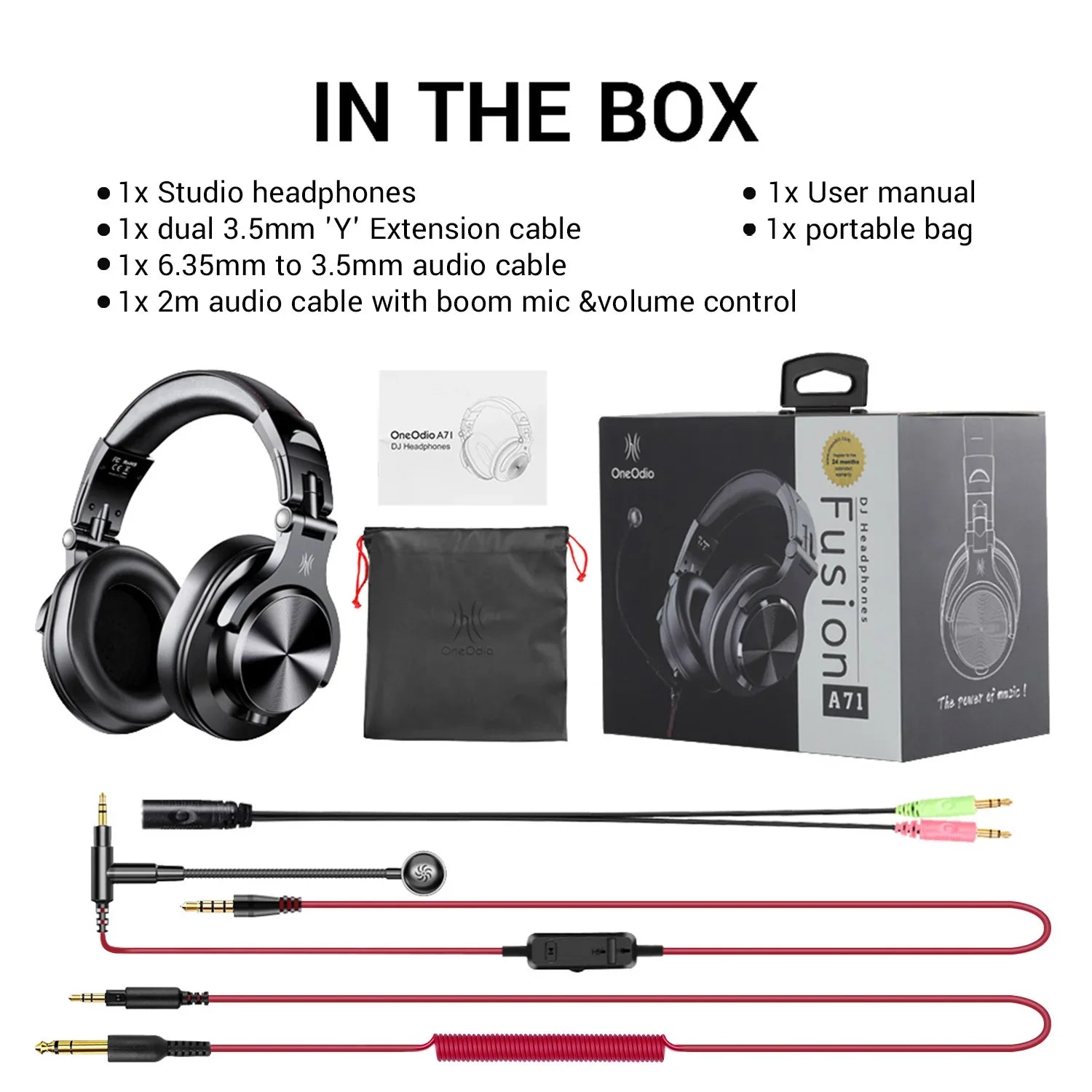 Studio headphones and accessories.