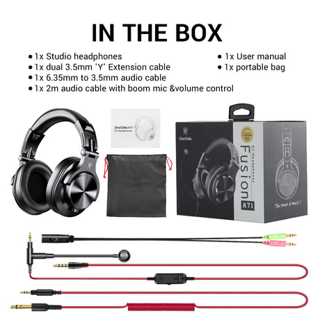 Studio headphones and accessories.