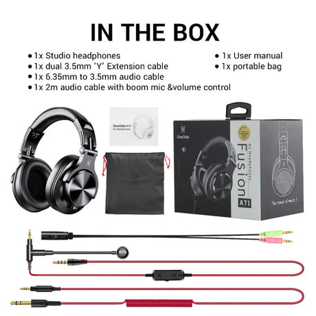 Studio headphones and accessories.
