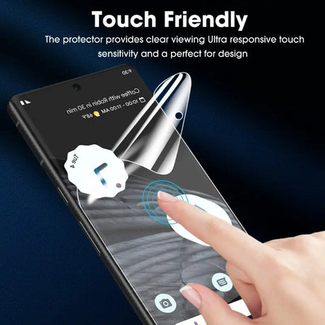 a hand holding a smartphone with a touch screen