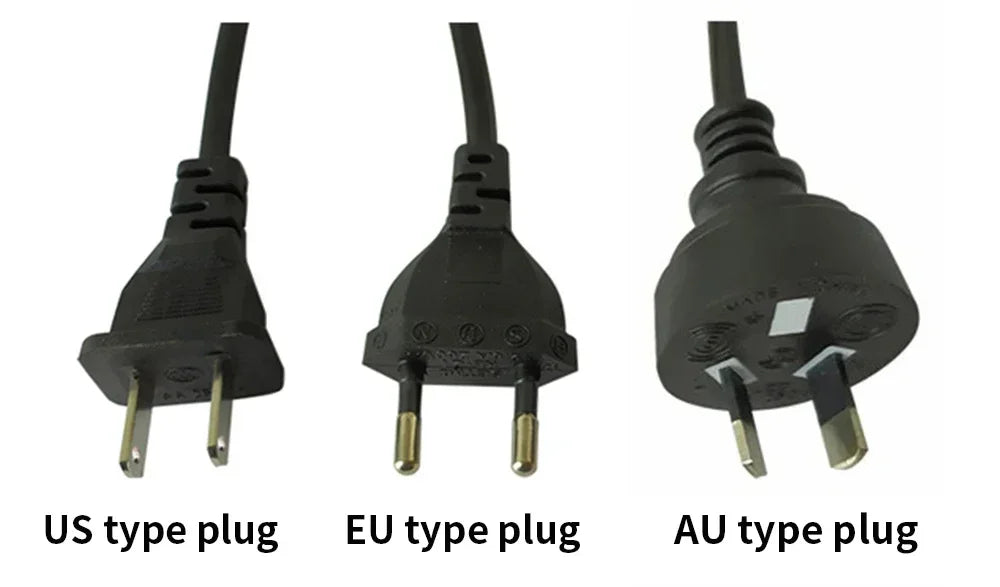 Three black power plugs.