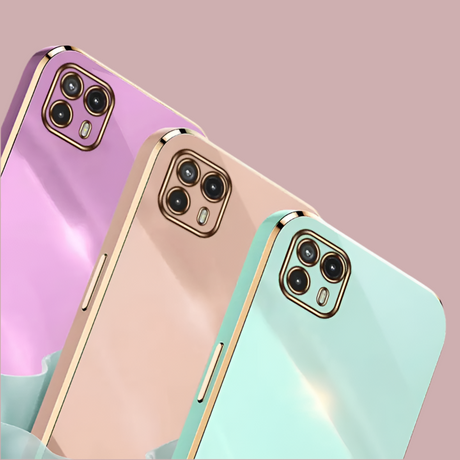 Three smartphones in pastel colors (lavender, beige, and mint green) with prominent camera modules.