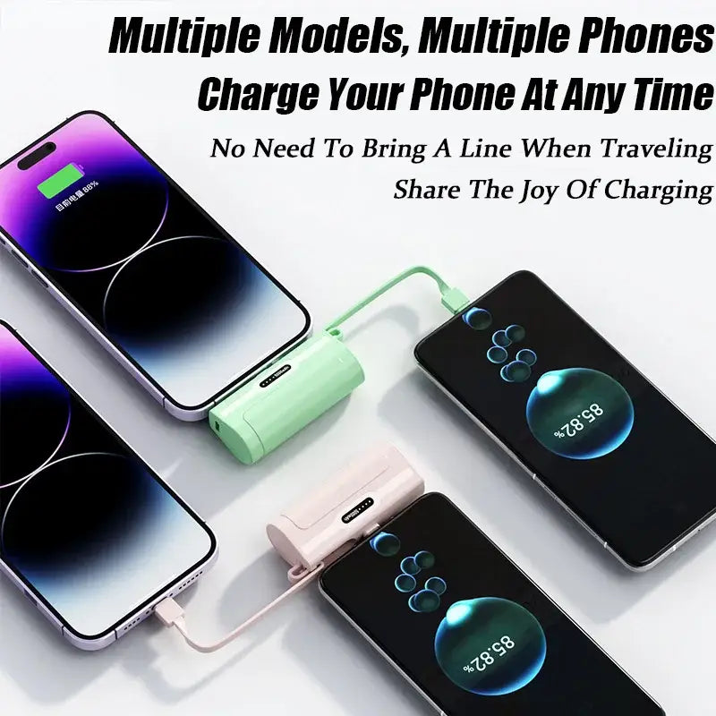three different types of mobile phones with the text, multiple modes, multiple phones, and charging devices
