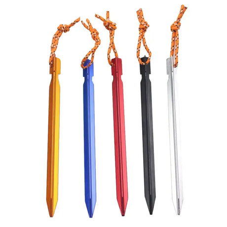 three different colored swords with a rope