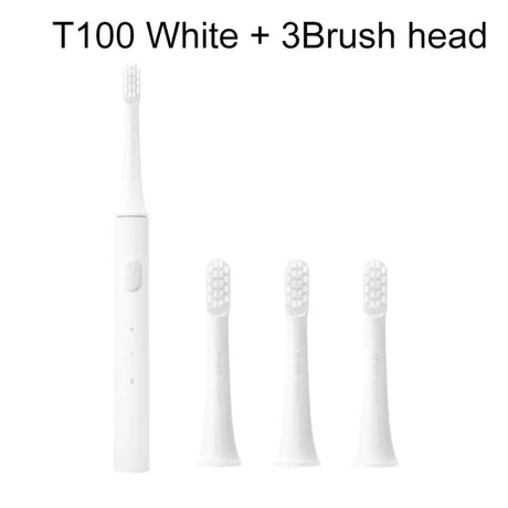 The toothbrush is a white toothbrush with three different sizes