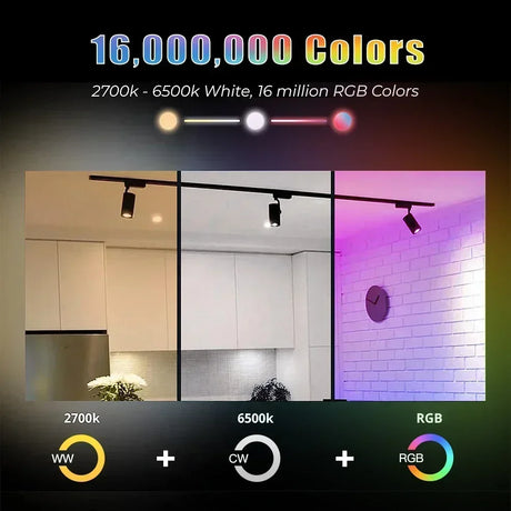 Track lighting with color options.
