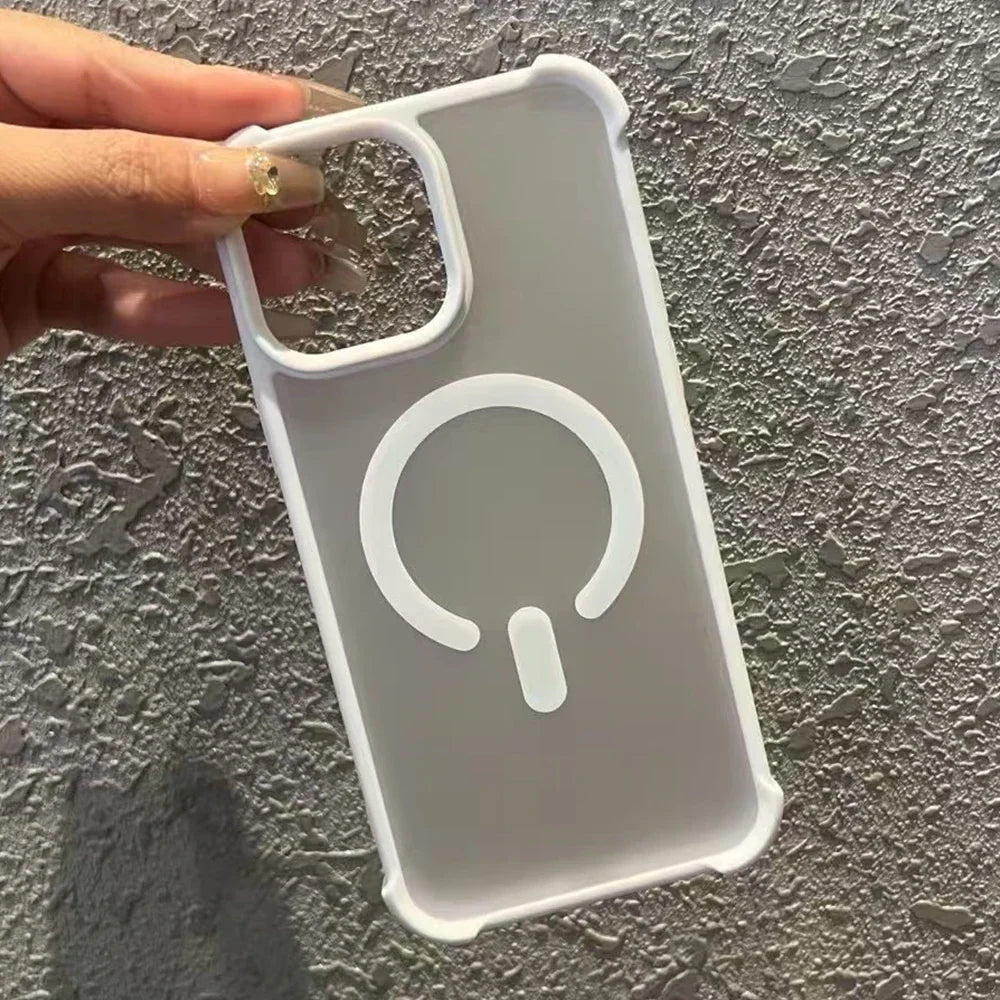 Translucent phone case with MagSafe ring.