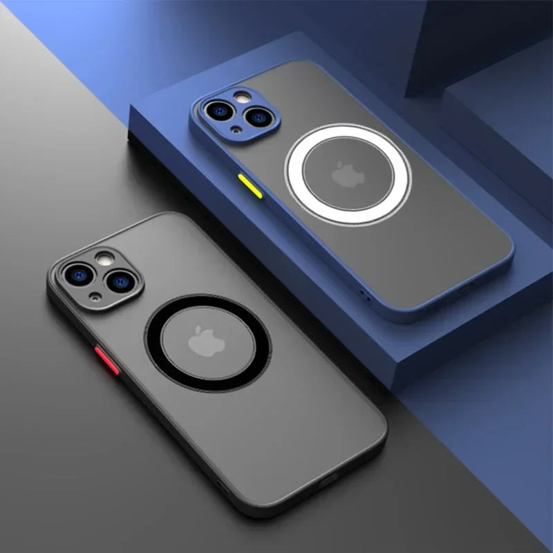 Two gray iPhone cases with MagSafe rings.