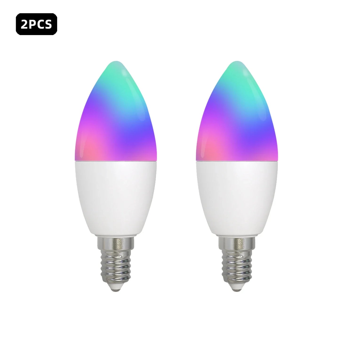 Two color-changing LED light bulbs.