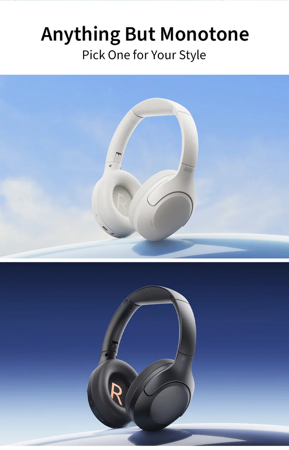 Two pairs of wireless headphones.