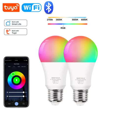 two smart light bulbs with remote control and app controlled