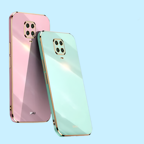 Two smartphones in pastel pink and mint green colors with prominent camera arrays.